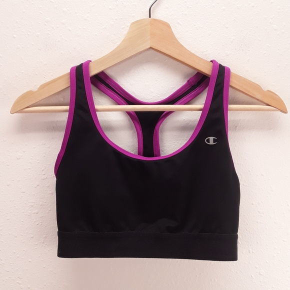 Champion Sports Bra Womens Medium Activewear Athletic Workout Running Black Pink - Picture 6 of 6